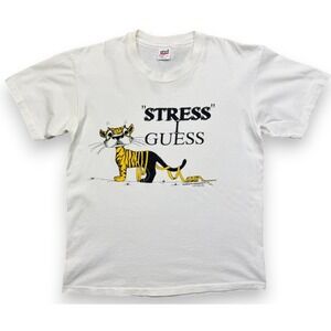 Vtg Animagraphic Inc 1992 White Large Single Stitch Shirt Stress I Guess 90s Tee